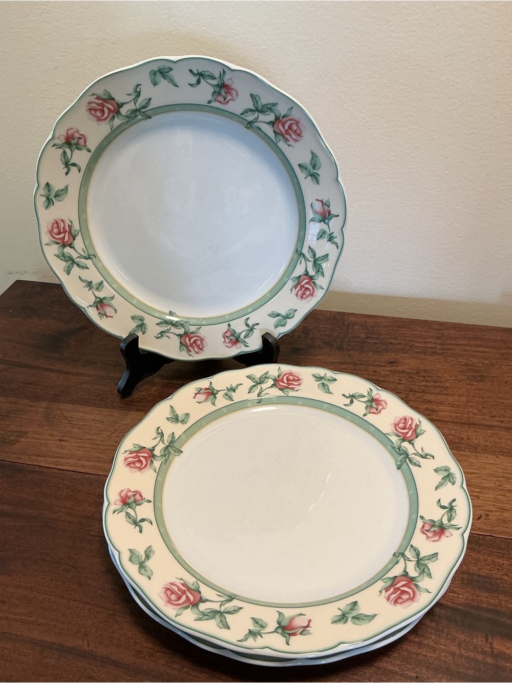 Wedgwood English Cottage Collection Rose Dinner Plates Set of 3